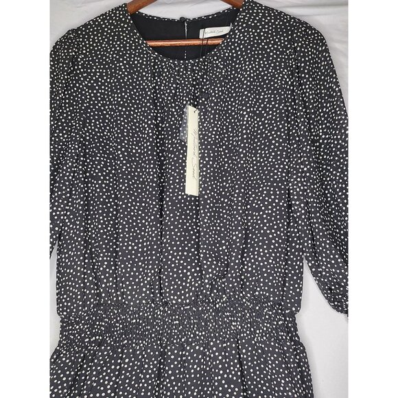 Mustard Seed little black dress Large 3/4 Sleeves Drop Waist ruffles polka dots - Picture 5 of 12